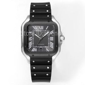 Top Stijlvol Automatisch Mechanisch Zelfopwindend Horloge Heren Goud Zilver Zwart 40 mm Saffierglas Klassiek Vierkant Design Horloge Rubberen Band Klok CR209