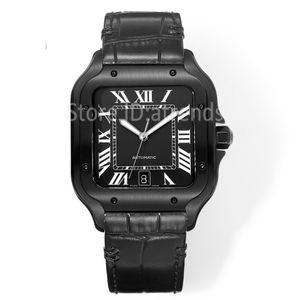 Top stijlvol automatisch mechanisch zelfopwindend horloge heren goud zilver zwart 40 mm saffierglas klassiek vierkant horloge casual lederen band klok CR210