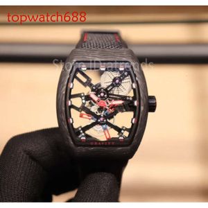 Top Top Top Mechanical Mechanical Winking Watch Men Fiber Dial de fibra de carbono 44x54mm Classic Wallwatch Gentlemen Cortae Leather Store Mf11