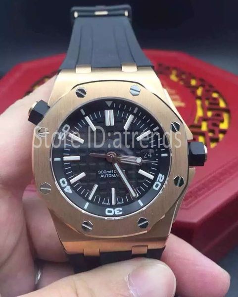 Top Top Top Mechanical Mechanical Self Winking Men Gold Silver Dial Classic Wallwatch Sapphire Glass Casta de goma Reloj 6120