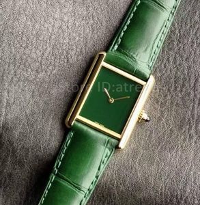 Top stijlvol quartz horloge dames gouden wijzerplaat saffierglas rood zwart groen krokodillenleren band polshorloge klassiek rechthoekig ontwerp dames casual klok 150S