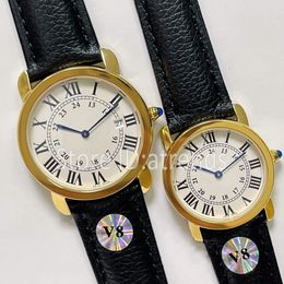 Top élégant montre à quartz femmes or cadran argenté verre saphir 36mm 29mm bracelet en cuir décontracté montre-bracelet Design classique dames robe horloge 1570