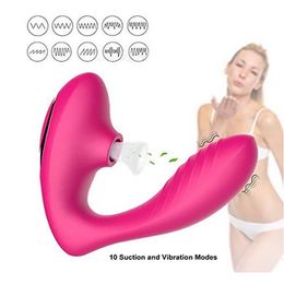 Top succion vibrateur 10 vitesses vibrant aspiration orale Clitoris Stimulation Masturbation féminine jouets érotiques pour Women288U