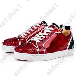 Top Suela Roja Casual schoenen Rode bodems lage designer schoenen mannen sneakers redbottoms Loafers Black Red Spike Patent Leather Slip On Wedding Flats Outdoor Shoes 53