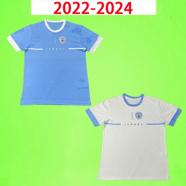 22 23 24 Israël Soccer Jerseys Home Away Camisetas de Futbol Bleu Blanc Football Shirts Hommes Enfants Maillots de Foot 2023 2024 Nom personnalisé Uniformes Kit S-4XL Manches courtes