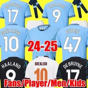 24 25 Haaland voetbaltrui Jaar van Dragon Grealish Gvardiol Mans Cities Alvarez Fans Player -versie de Bruyne Foden 2024 2025 voetbaltoppen Shirt Kids Set Set