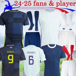 2024 Escocia camisetas de fútbol hogar azul visitante blanco 150 aniversario McTOMINAY TIERNEY ADAMS ROBERTSON camiseta de fútbol 24 25 McGREGOR hombres niños kit 16-XXL