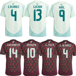 Top Thailand Quality 24 25 Copa 2024 Mexico voetbaltruien Mexico 2025 thuis weg voetbalhemd rood en wit voetbal shirts chicharito lozano hot verkopende mannenuniform