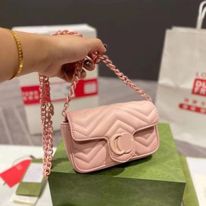 Damestassen van topkwaliteit Kalfsleer Gematelasseerd Super Mini Portemonnees Crossbody Schoudertas Keten Klassiek Chevron Gewatteerde Dames Clutch Handtassen Macaron Kleur