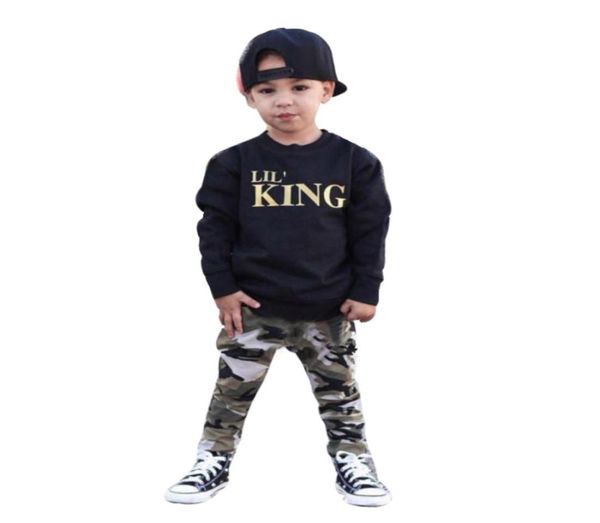 Top enfant en bas âge enfants bébé garçon vêtements lettre unique t-shirt TopsCamouflage pantalons tenues vêtements ensemble Roupas Infantis Menina7005376