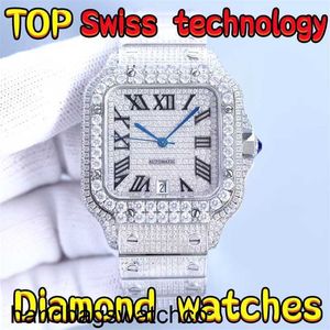 Top Top Carteers Relojes de diamantes Relojes para hombre Proceso suizo Movimiento mecánico automático 40 mm Estabilidad del tiempo de viaje Swarovski Resistente al agua 100 m zc