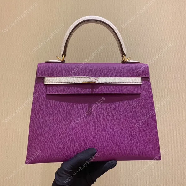 TOP sac fourre-tout sac à bandoulière design sac à bandoulière de luxe 25CM epsom cuir véritable ligne de cire à la main correspondance de couleur avec la boîte sac à main de créateur violet de haute qualité