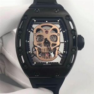 Top Tourbillon Watch 052 Hommes Watch Swiss Automatic 28800VPH SAPPHIRE CRISTAL CIAL SKULL