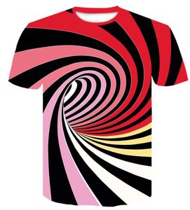 Top University Design Casual lâche imprimé t-shirt vêtements pour hommes été nouveau vertige abstrait stéréogramme imprimé à manches courtes T-shirt vêtements