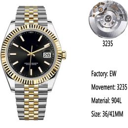 Top V11 Luxe horloge EW Factory Sapphire Glass Datejust ETA3235 Automatische beweging Waterdicht Watch 904L Originele Buckle Case