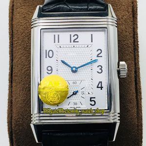 Versión superior ANF Reverso Flip en ambos lados Zona horaria dual 3858520 Esfera blanca Cal.854A / 2 Reloj mecánico de cuerda manual para hombre Relojes Flip 035