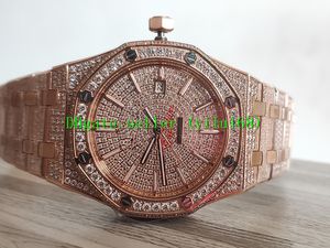 Top Version Men Luxury Watches Series 15452or.zz.1258or.02 Diamants en or rose Diamants Automatic Mens Watch Diamonds Mouvement 42 mm Case de diamants STRAP WORDS