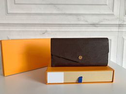 Versión SUPERIOR calidad diseñador de lujo monederos mujeres hombres carteras bolso Marca Canvas carta titular de la tarjeta de crédito monedero de impresión marrón con caja M60531