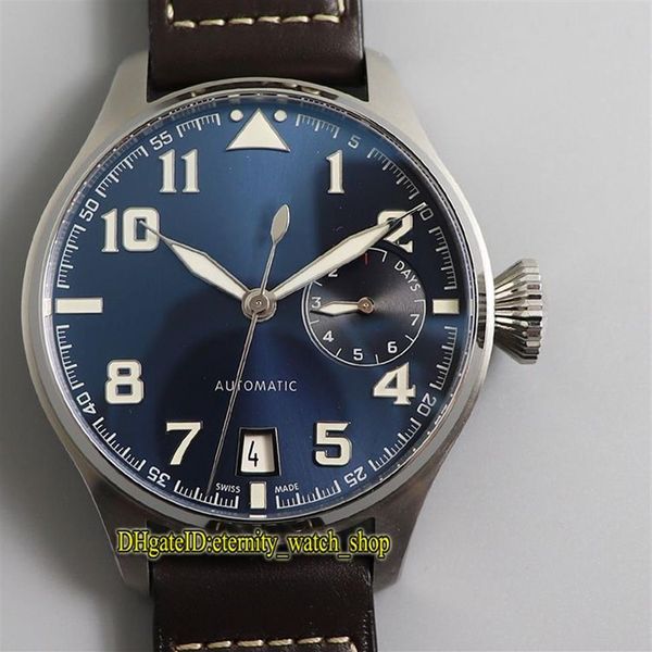 Version supérieure ZFF Big Pilot 500908 7 jours de réserve d'alimentation Blue Cal Cal 51111 Automatic 500916 Watch Watch Steel Case en cuir-Strap en cuir Spor245S