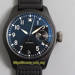 Topversie ZFF Big Pilot 502001 keramische kast 7 dagen gangreserve zwarte wijzerplaat Cal 51111 automatisch IW502003 herenhorloge leer Sport277Z