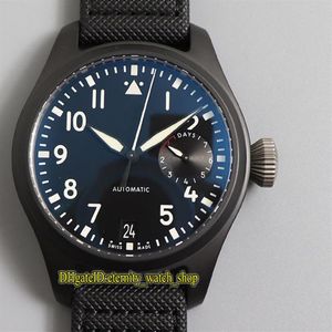 Topversie ZFF Big Pilot 502001 keramische kast 7 dagen gangreserve zwarte wijzerplaat Cal 51111 automatisch IW502003 herenhorloge leer Sport270T