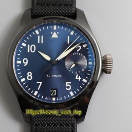 Top Versie ZFF Grote Pilot 502003 Ceramic Case 7 Day Power Reserve Blue Dial Cal.51111 Automatische 326901 Herenhorloge Lederen-band Sporthorloges