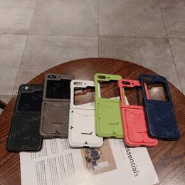 Top Vogue Bloemenprint Mobiele Telefoon Case voor Samsung Z Flip 5 4 3 Lederen Kaartsleuf Pocket Fold Shell Flip5 Flip4 Flip3 Schokbestendige Achterbumper Cover