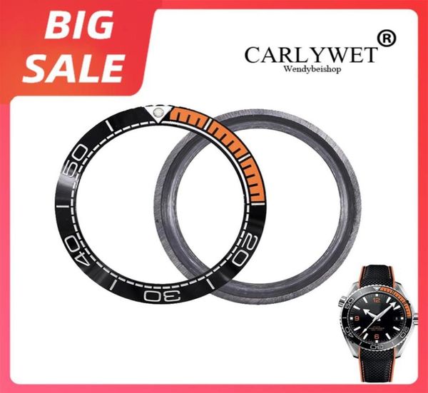 Top Watch Bezel Ceramic Black Orange Silver Writing 41 5 mm à l'extérieur pour Omega Seamaster Planet Ocean 600m Collection258O8161353