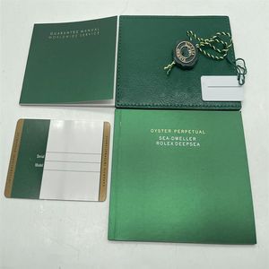 Top Watch Box Origineel Correct Bijpassend Groen Boekje Papieren Beveiligingskaart voor Rolex Dozen Boekjes Horloges Afdrukken Aangepaste Card287R