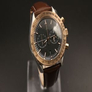Top Watch Men Quartz Chronograph Sea Master Black Diad Ocean Stophatch Stopatch Rose Gold Cozel Flued Case Watches238T