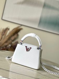 Mini sac à main en cuir de vache blanc et rose, sac à bandoulière avec Logo coloré et lettre M22606