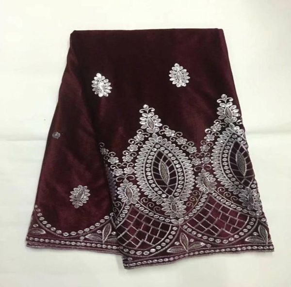 Top Wine French Velveteen Tabillère Africain Soft Velvet Lace Material with Gold Sequins for Dressing JV535yardsLot5848664