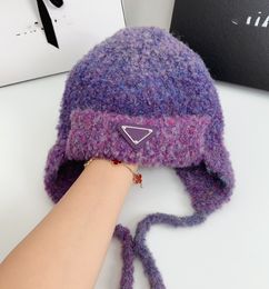 Top hiver en peluche chaud Protection des oreilles Ushanka femmes mignon coloré cercle fil tricoté chapeau Style coréen tout assorti chapeaux de laine