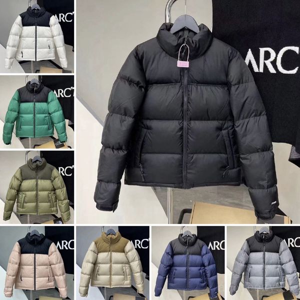 Top Winter Warm Down Jacket 1996 Patchwork Carta Bordado Cremallera Stand up Collar Moda al aire libre Pareja clásica Puffer mujeres Otoño Invierno abrigo Streetwear S-4xl