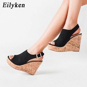 Top Femme chaussures talons hauts Sexy léopard Grain fond épais Peep Toe dames cheville boucle sangle plate-forme Wedge Sandale Femme 230306