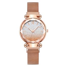 Dames Quartz Horloge 33mm Dames Horloges Montre de Luxe Elegante Mode Business Horloge Ronde Gradiënt Starry Sky Luminous Rvs Girl