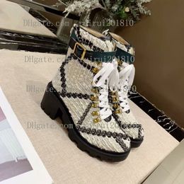 Top femmes designer bottes mode jacquard lettres en cuir de laine Martin bottes de luxe piste parti chaussures de cow-boy envoyer la taille de la boîte 35-42