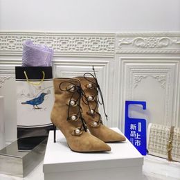 Top Boots de diseñador de mujeres Fashion Fashion Tisos puntiagudos de 8.5 cm de invierno Fiesta de la moda Tamaño 35-42