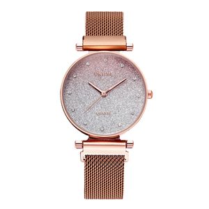 Montre Femme Bracelet Argent Acier Inoxydable Ciel Étoilé Bracelet Maille Magnétique Montre Femme Quartz Diamant Montres Orologio di lusso