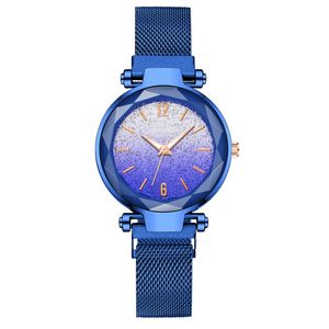 Montre à quartz pour femme 33 mm montres pour femme Montre de luxe élégante montre-bracelet d'affaires de la mode ronde dégradé ciel étoilé lumineux en acier inoxydable fille