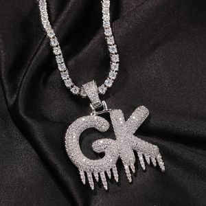 TopBling A-Z aangepaste letters ijs hanger ketting Bling 18K echt vergulde hiphop sieraden