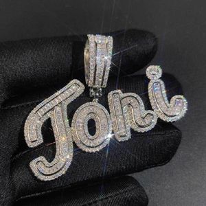TopBling A-Z Signature personnalisée lettres nom pendentif collier Bling T cubique Zircon Hip Hop 18k véritable plaqué or bijoux 334z