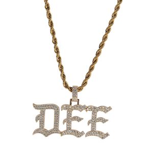 Topbling hiphop a-z aangepaste letters hanger kettingen sieraden charme cadeau voor mannen vrouwen bling 18k echt goud verguld