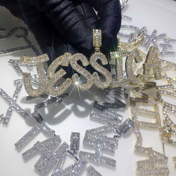 TopBling Hip Hop simulé diamant pendentif colliers A-Z nom personnalisé bulle lettres charme cadeau pour hommes femmes 2818