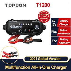 TOPDON T1200 6V 12V Car 1.2 Amp Totalmente automático Herramientas de carga de 5 pasos Cargador de batería inteligente portátil