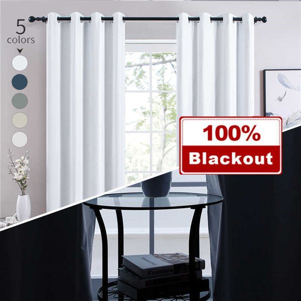 Topfinel 100% rideaux occultants blanc couleur unie rideau pour chambre salon fenêtre traitement stores occultants rideaux 210712