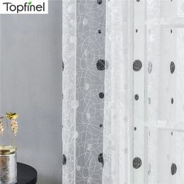 Topfinel Nido de pájaros geométricos Cortina transparente para sala de estar Voile Ventana dormitorio Tulle Drape Cortinas blancas Cortinas transparentes 240321