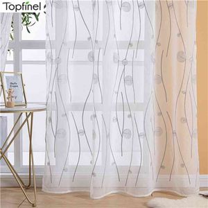 Topfinel Rideau transparent brodé naturel pour salon chambre à coucher rideau de fil élégant broderie panneau de rideau de voile blanc 210913