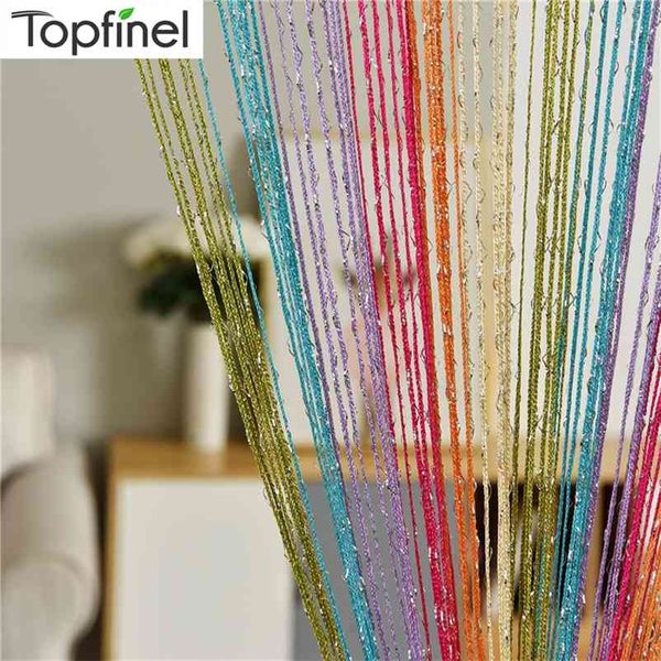 Topfinel brillant chaîne rideau cantonnière gland multi couleur ligne rideaux pour salon fenêtre porte diviseur chambres rideaux 210913
