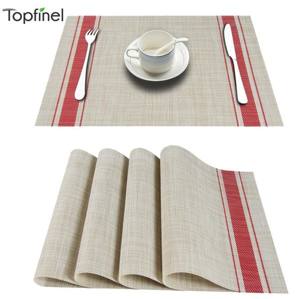 Topfinle PVC bambú plástico manteles para mesa de comedor estera conjunto ropa de cama mantel en cocina vajilla Pad café té lugar Mat T200703